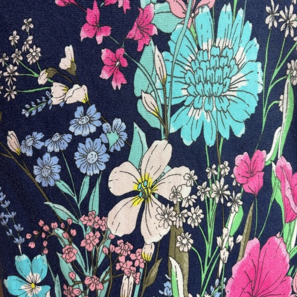 Talbots Floral Print Knit‎ Top V-Neck Short Sleeve Casual Comfy Womens Large L - Picture 3 of 15